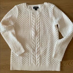 White Crew Neck Knit Sweater